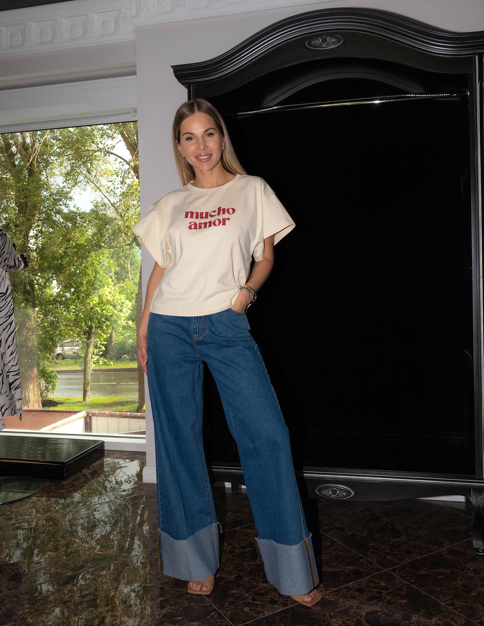 Джинсы с манжетами