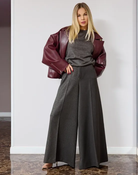 Брюки палаццо с мелким вкроплением люрекса