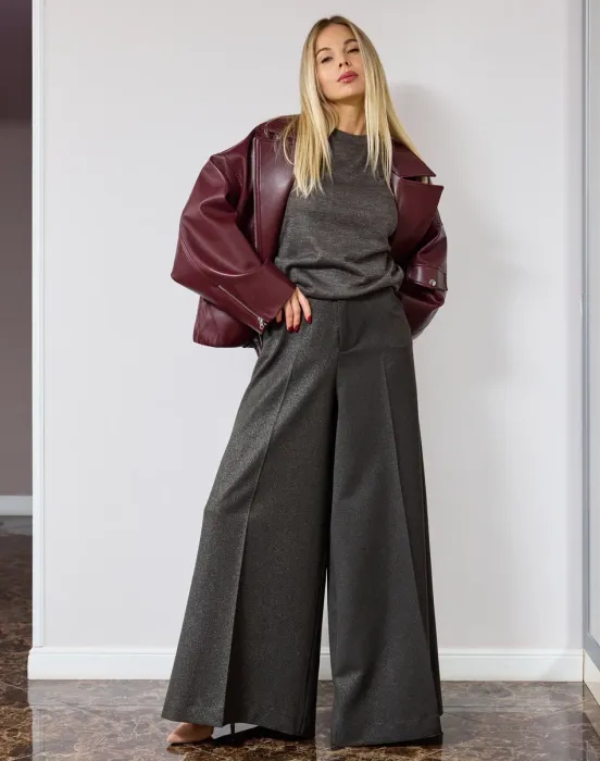 Брюки палаццо с мелким вкроплением люрекса