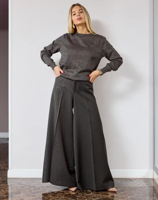 Брюки палаццо с мелким вкроплением люрекса