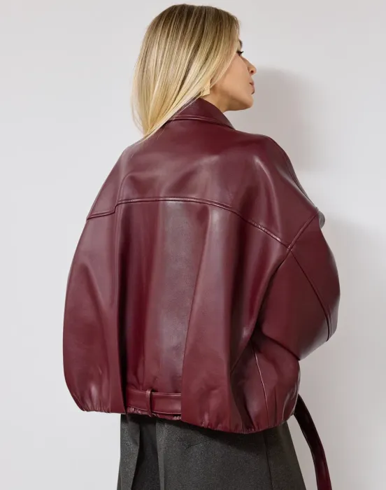 Куртка из эко-кожи в цвете Бургундия
