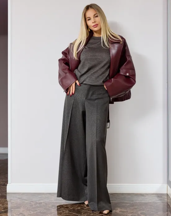 Куртка из эко-кожи в цвете Бургундия