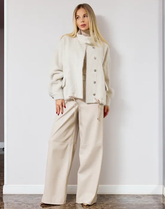 Бомбер из шерсти и мохера - фото - 5