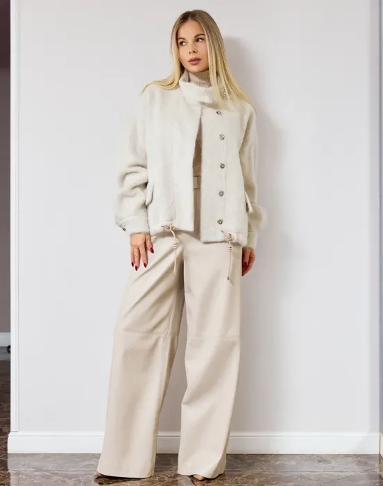 Брюки из мягкой эко-кожи с утеплением