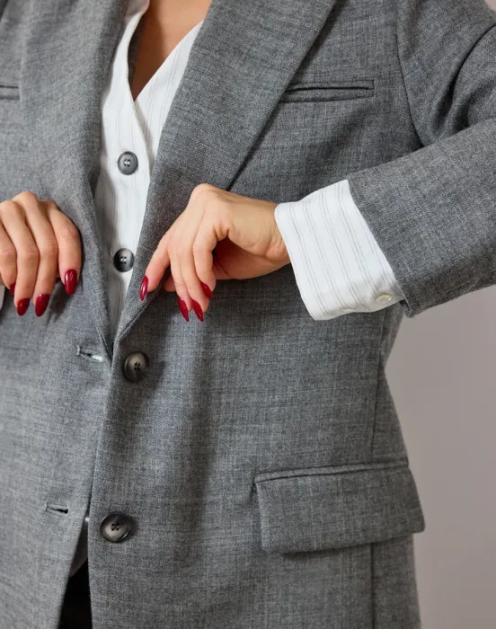 Пиджак из шерсти с имитацией внутренней жилетки - фото - 4