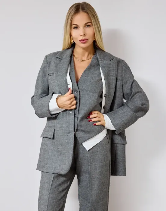 Пиджак из шерсти с имитацией внутренней жилетки