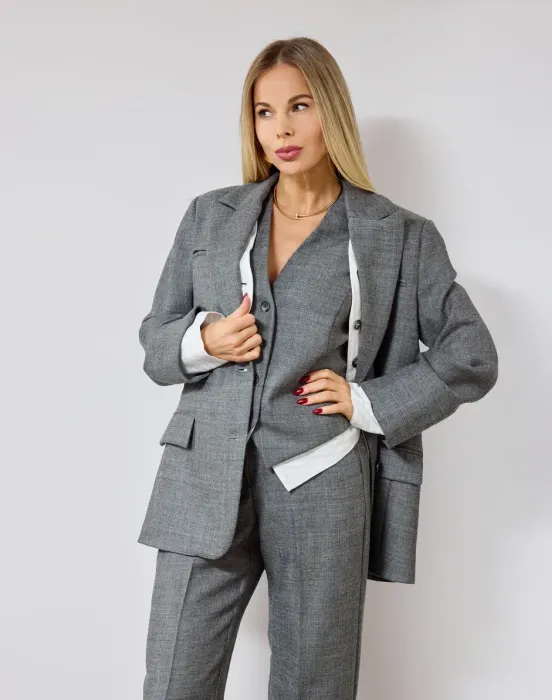 Пиджак из шерсти с имитацией внутренней жилетки