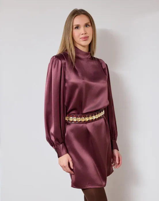 Вечернее платье с поясом из кристаллов - фото - 8