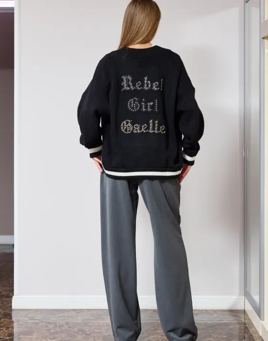 Кардиган на пуговицах с надписью