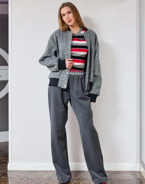 Лонгслив в принте полоска - фото - 2