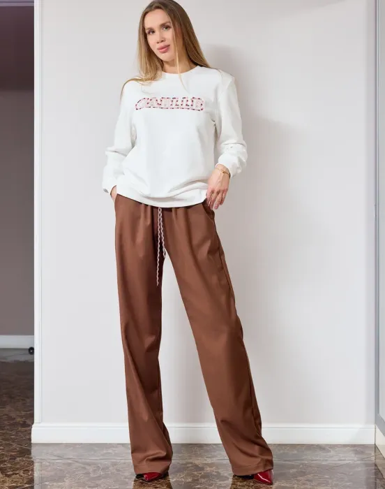 Брюки на резинке со шнуровкой - фото - 6