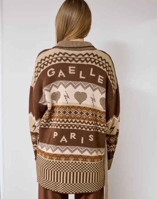 Кардиган в этно стиле с логотипом бренда - фото - 4