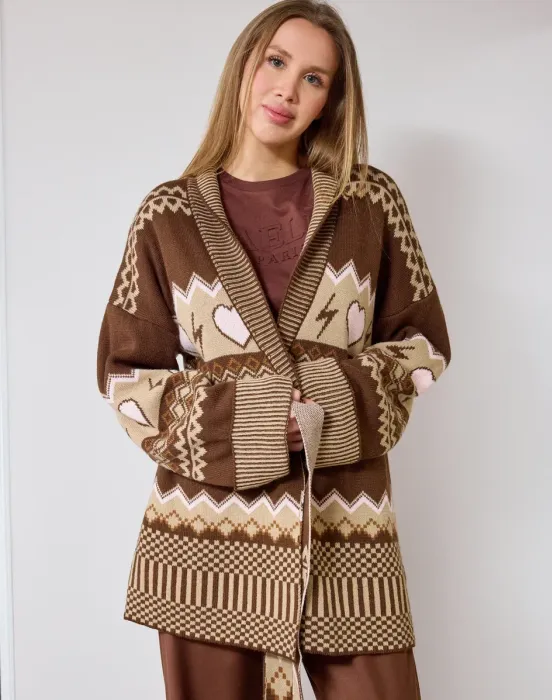 Кардиган в этно стиле с логотипом бренда