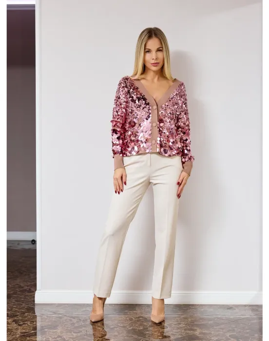 Кардиган с пайетками на пуговицах