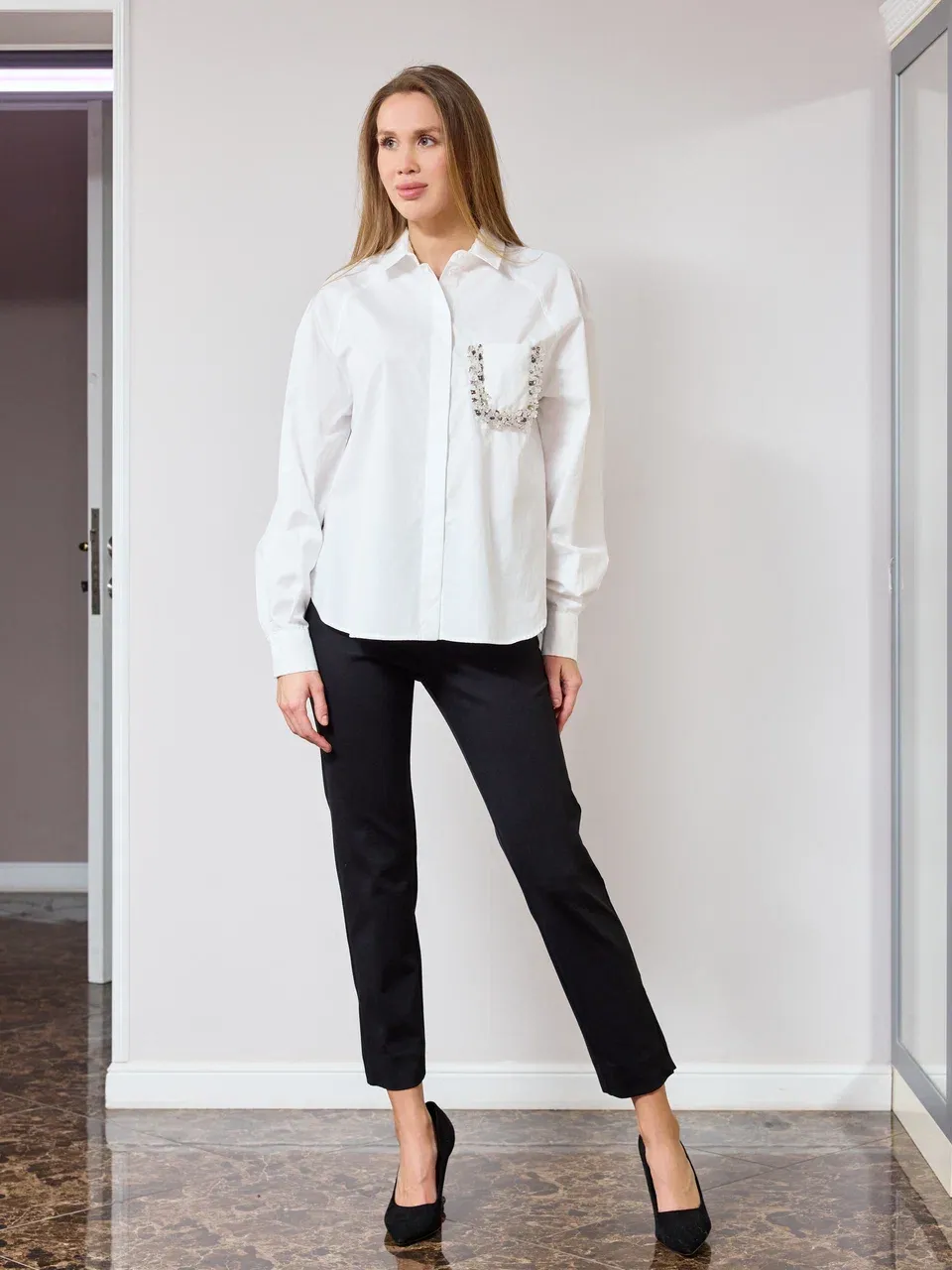 Брюки слим с молнией