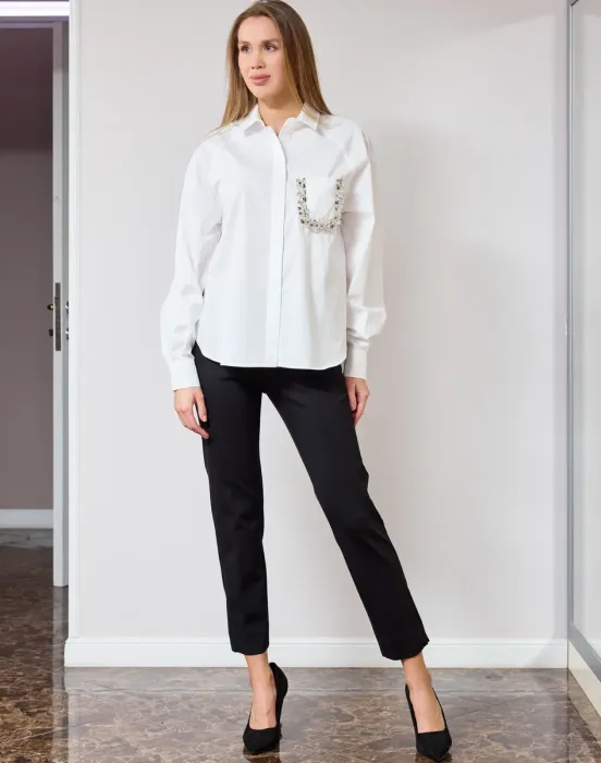 Брюки слим с молнией