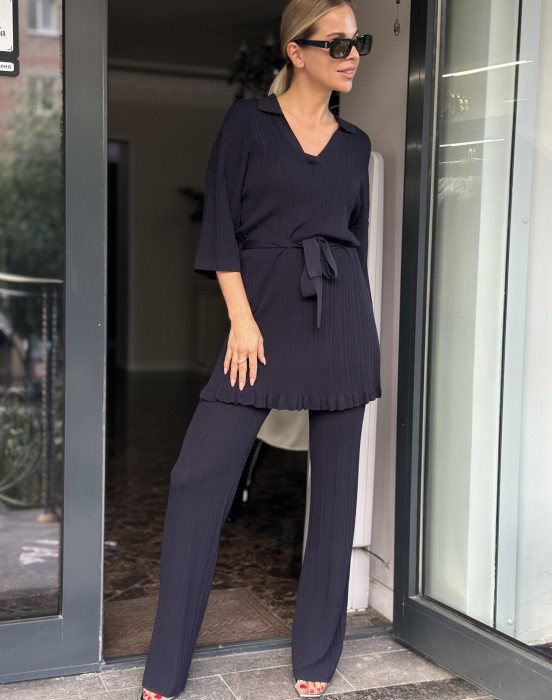 Свитер с укороченным рукавом и брюки - фото - 5