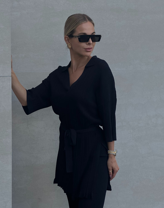 Свитер с укороченным рукавом и брюки - фото - 3