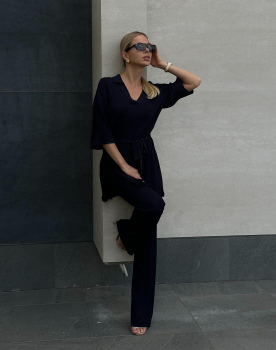 Свитер с укороченным рукавом и брюки - фото - 2