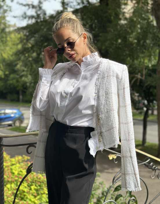 Твидовый облегченный пиджак - фото - 3