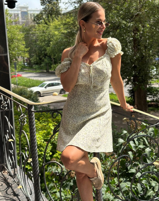 Платье в принте мильфлёр - фото - 2